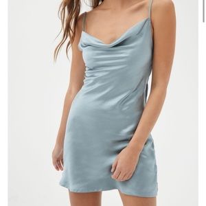 UO Blue Satin Tie-Back Dress